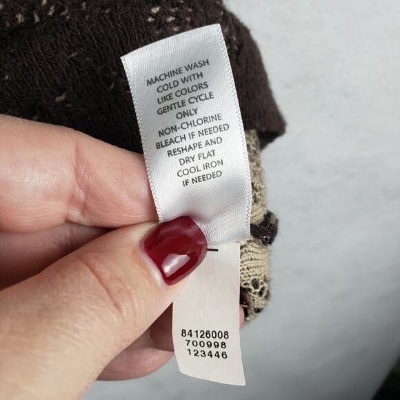 J. Jill Women's M Layered Knit V-Neck Top Brown Tan Coastal Casual Sweater Wool - Picture 6 of 10